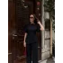 Kadın Balon Kol Palazzo Siyah İkili Takım