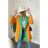 Kadın Astarlı Turuncu Yeşil Blazer Ceket