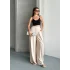 Kadın Yüksek Bel Pileli Bol Paça Krem Pantolon