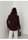 Kadın Kruvaze Oversize Kahverengi Blazer Ceket