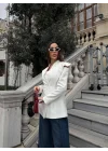 Kadın Pencere Detaylı Uzun Kollu Şık Blazer Ceket