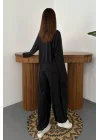 Kadın Şalvarlı Modal Alt Üst Siyah Takım