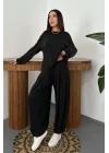 Kadın Şalvarlı Modal Alt Üst Siyah Takım