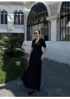 Kadın Siyah Piliseli Etekli Blazer Takım
