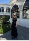Kadın Siyah Piliseli Etekli Blazer Takım