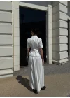 Kadın Beyaz Piliseli Etekli Blazer Takım