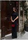 Kadın Balon Kol Palazzo Siyah İkili Takım