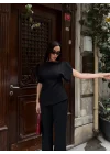 Kadın Balon Kol Palazzo Siyah İkili Takım