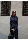 Kadın Çift Cepli Kruvaze Ceket ve Pileli Lacivert Etek Takım