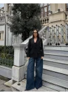 Kadın Sırtı Kuşgözü Bağlama Detaylı Haki Blazer Ceket