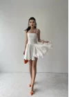 Kadın Askı Detaylı Astarlı Mini Elbise