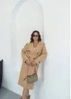 Kadın Astarlı Düğmeli-Bağlamalı Trençkot