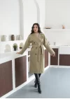 Kadın Astarlı Düğmeli-Bağlamalı Trençkot
