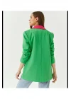 Kadın Astarlı Fuşya Yeşil Blazer Ceket