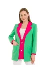 Kadın Astarlı Fuşya Yeşil Blazer Ceket