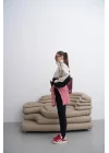 Kadın Bej Siyah Fermuarlı Spor Ceket