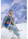 Kadın Denim Mix Peluş Mont