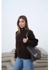 Kadın Kahve Örgü Triko Düğmeli Hırka