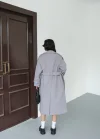 Kadın Kemerli Astarlı Kaşe Kaban