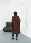 Kadın Kemerli Astarlı Kaşe Kaban
