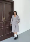 Kadın Kemerli Astarlı Kaşe Kaban