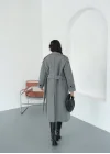 Kadın Kemerli Astarlı Kaşe Kaban