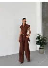 Kadın Kolsuz Vatkalı Dubai Kumaş 2li Takım
