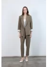 Kadın Kolu Katlamalı Haki Blazer Ceket