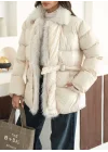 Kadın Kürk Detaylı Oversize Şişme Mont