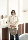 Kadın Kürk Detaylı Oversize Şişme Mont