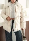 Kadın Kürk Detaylı Oversize Şişme Mont