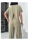 Kadın Modal Kumaş Sırt Dekolte Şalvat 2li Takım