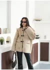 Kadın Peluş Astarlı Kaban