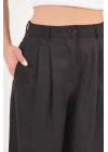 Kadın Piliseli Salaş Siyah Pantolon