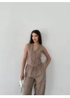 Kadın Premium Kumaş Yelek Pantolon 2li Takım
