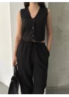 Kadın Premium Kumaş Yelek Pantolon 2li Takım