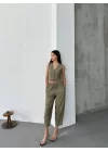 Kadın Premium Kumaş Yelek Pantolon 2li Takım
