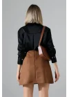 Kadın Süet Taba Mini Etek