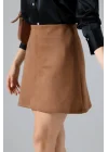 Kadın Süet Taba Mini Etek