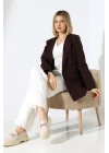 Kadın Tek Düğme Acı Kahve Blazer Ceket