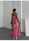 Kadın Varak Desenli Askılı Elbise