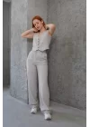Kadın Yelek Pantolon 2li Açık Gri Takım
