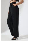 Kadın Yüksek Bel Pileli Siyah Palazzo Pantolon