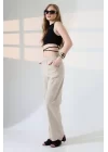 Kadın Yumuşak Doku Premium Gabardin Palazzo Pantolon