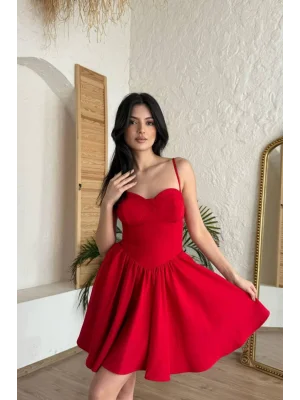 Kadın Askılı Mini Elbise