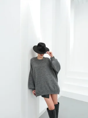 Kadın Düşük Omuz Oversize Triko Kazak