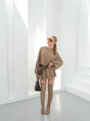 Kadın Düşük Omuz Oversize Triko Kazak