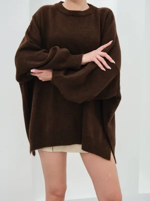 Kadın Düşük Omuz Oversize Triko Kazak