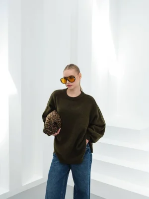 Kadın Düşük Omuz Oversize Triko Kazak