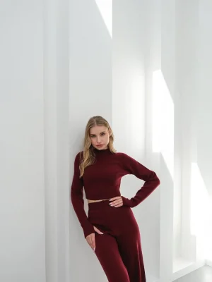 Kadın Parmak Geçmeli Crop-Pantolon 2li Takım